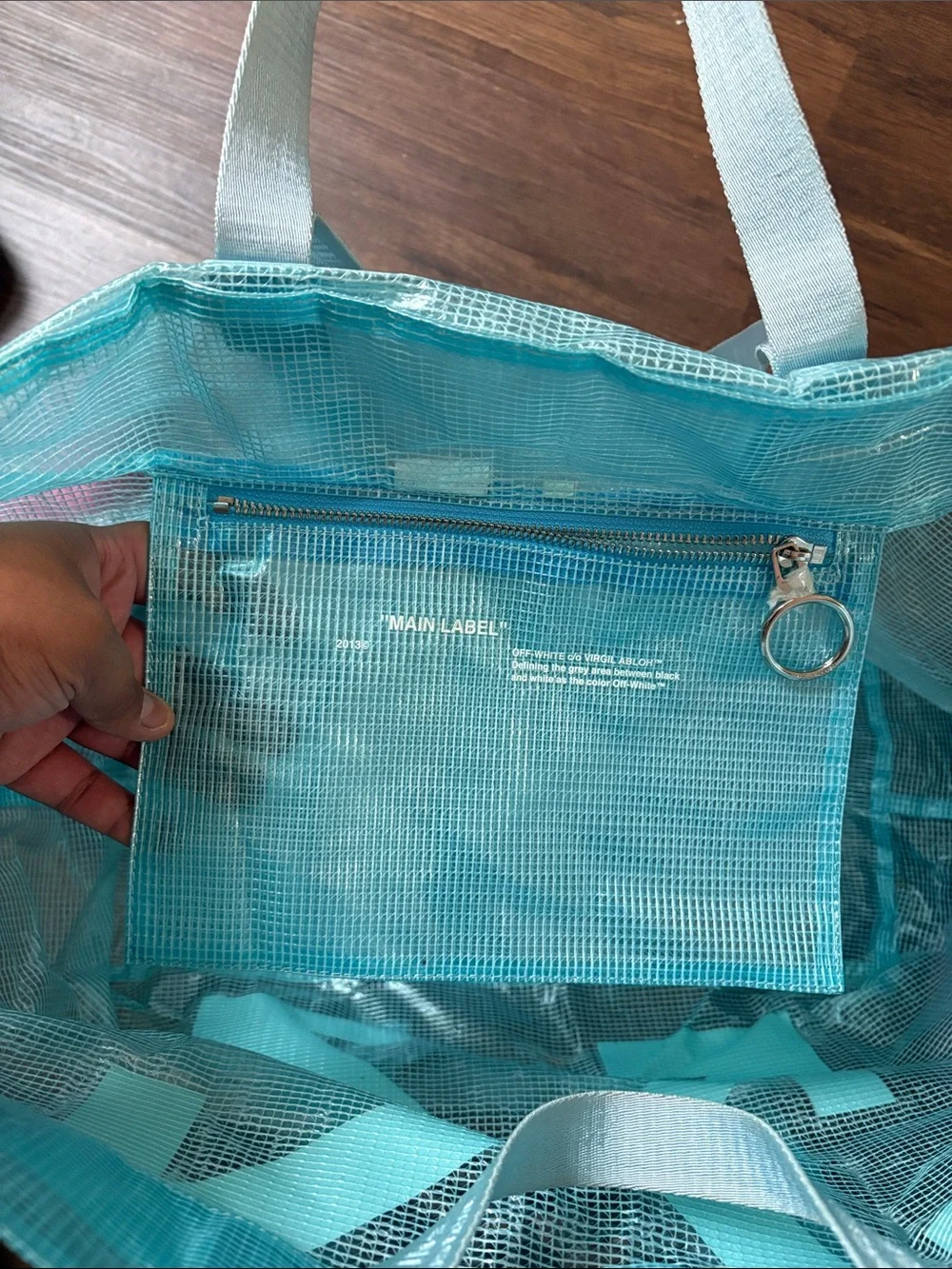 Off-White Light Blue Tote with White Arrow Motif